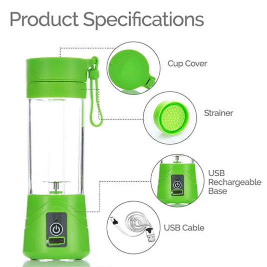 USB Chargeable Juicer Blender 6 Blades 380ml - Portable Juicer Cup & Smoothie Maker