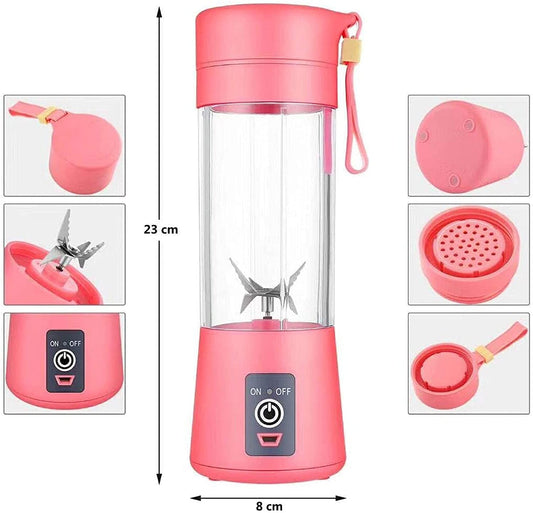 USB Chargeable Juicer Blender 6 Blades 380ml - Portable Juicer Cup & Smoothie Maker